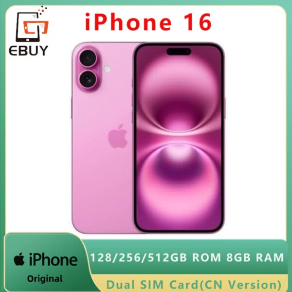 iPhone 16 Dual SIM Card Smartphone Super Retina XDR OLED Face ID A18 128/256/512GB ROM 8GB RAM 6.1" 5G Unlocked Cellphone