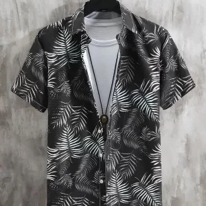 Men's Shirt Tropical plants pattern 3D Print Tops New Summer Casual Holiday shirt Button Lapel Short Sleeves Unisex Clothing