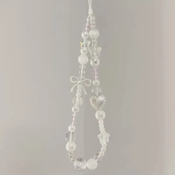 Korean Star Pearl Beads Phone Chain Trendy Pendant For iPhone For Samsung Universal Accessories Lanyard Hanging Rope For Girl